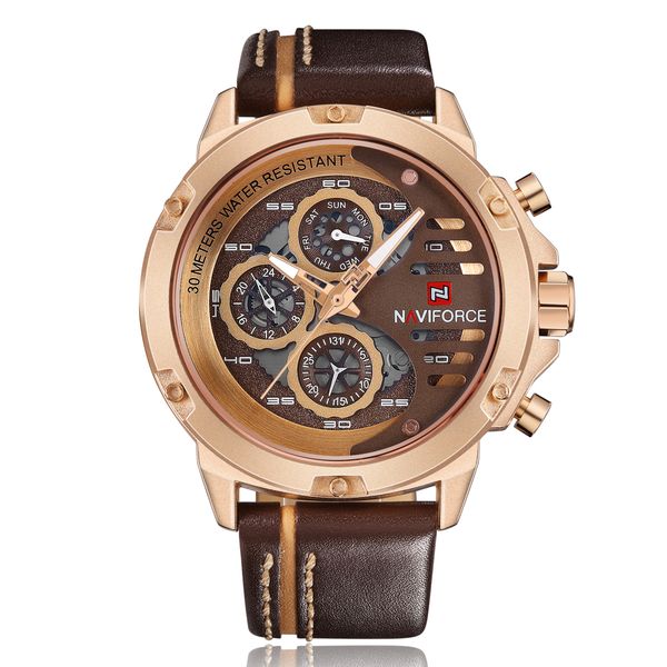 watches wristwatches naviforce original good men's analog quartz waterproof sport leather band week multi-function wrist watch 9110, Silver
watches wristwatches naviforce original good men's analog quartz waterproof sport leather band week multi-function wrist watch 9110, Silver