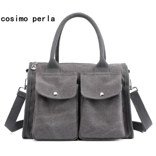 

handle satchel canvas messenger bags for women tote handbags 2018 pure double pocket causal travel postman bag sac a main
