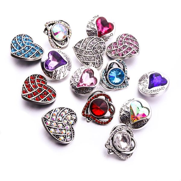 

mixed styles noosa chunks rhinestone heart love 18mm snap buttons for snap button necklace bracelet jewelry accessories