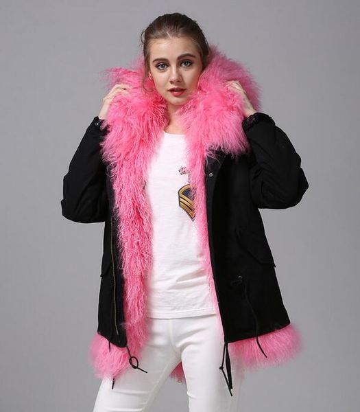 luxury meifeng brand lavish furs jackets pink mongolia sheep fur lining black parkas thick snow coats with mongolia sheep fur trim
luxury meifeng brand lavish furs jackets pink mongolia sheep fur lining black parkas thick snow coats with mongolia sheep fur trim
