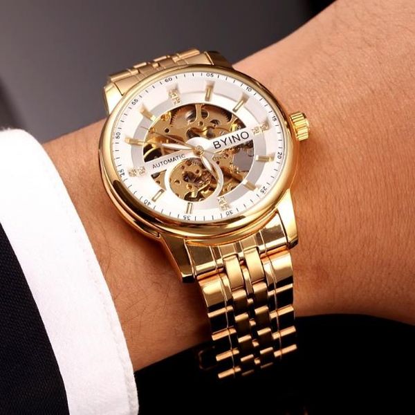 the new watch men automatic mechanical watch hollow waterproof leisure fashion trend steel band men's watch, Slivery;brown
the new watch men automatic mechanical watch hollow waterproof leisure fashion trend steel band men's watch, Slivery;brown