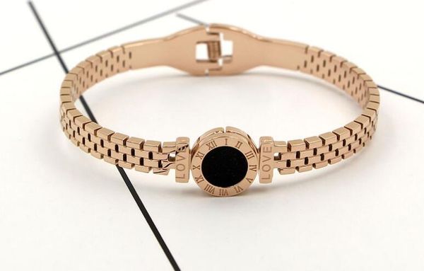 korean version of the hollow imitation strap black roman round cake bracelet japanese and korean tide female love titanium steel bracelet ac, Golden;silver
korean version of the hollow imitation strap black roman round cake bracelet japanese and korean tide female love titanium steel bracelet ac, Golden;silver