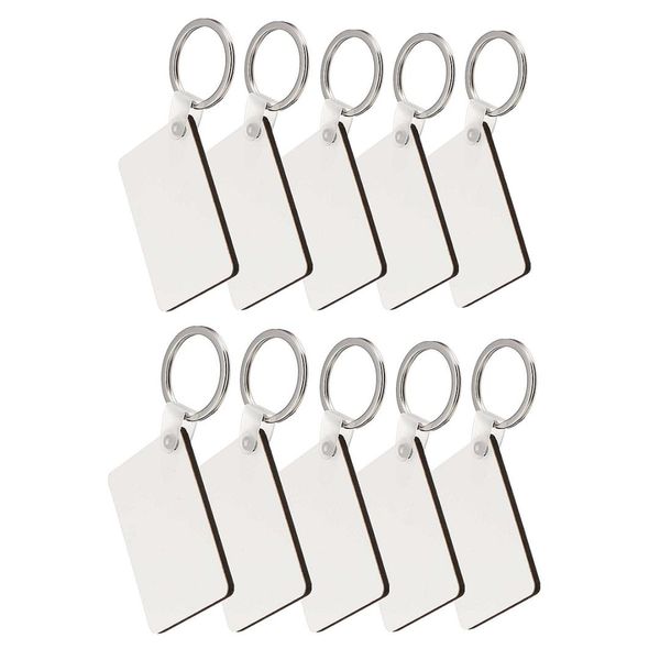 

10pcs diy rectangle white blank mdf key chain fashion oem sublimation wooden key rings for heat press transfer jewlery 2018 new, Silver