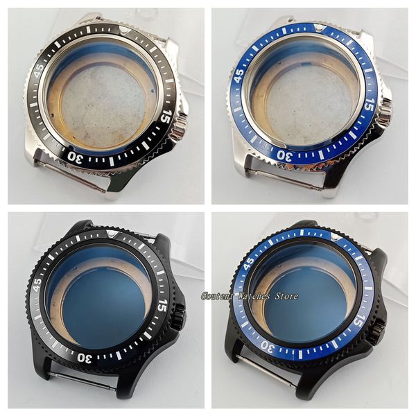 44mm watch case 316l stainless steel black/blue ceramic bezel fit eta 2836 miyota 8215 821a 2813 automatic movement shell, Slivery;brown
44mm watch case 316l stainless steel black/blue ceramic bezel fit eta 2836 miyota 8215 821a 2813 automatic movement shell, Slivery;brown