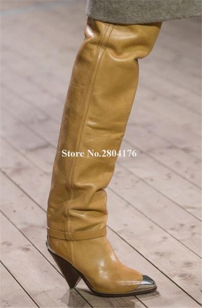 brand design women fashion metal pointed toe spike heel over knee boots strange heel loose style long boots club shoes, Black
brand design women fashion metal pointed toe spike heel over knee boots strange heel loose style long boots club shoes, Black