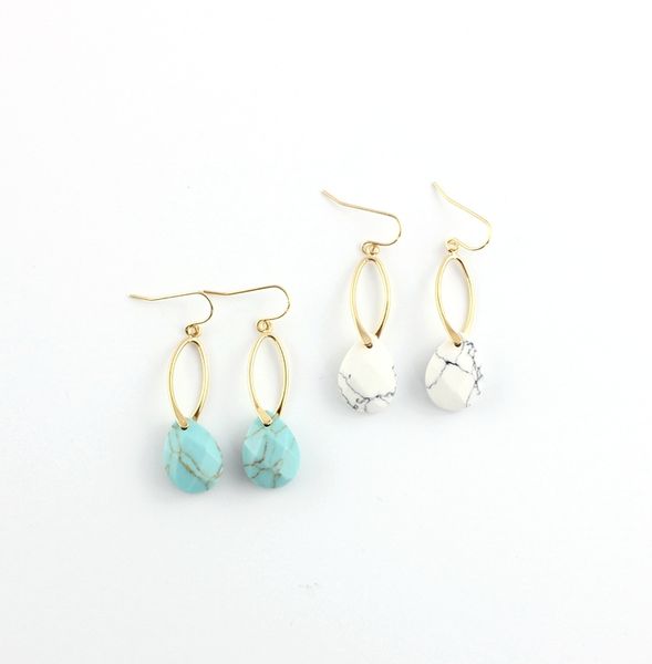 natural water drop white green turquoise stone dangle earrings waterdrop gold color jewelry for women, Silver
natural water drop white green turquoise stone dangle earrings waterdrop gold color jewelry for women, Silver