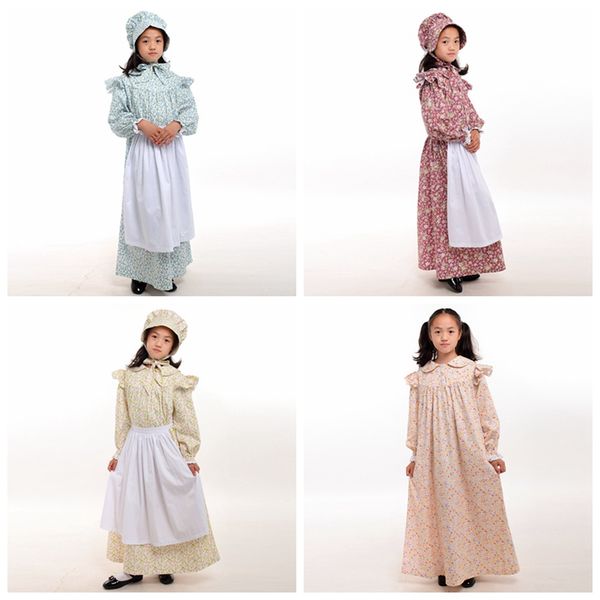 girls victorian maid cosplay costume vintage floral long sleeve dresses set for children with white apron bonnet party halloween, Black;red
girls victorian maid cosplay costume vintage floral long sleeve dresses set for children with white apron bonnet party halloween, Black;red