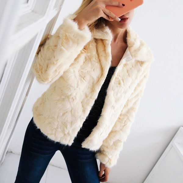 women's fur & faux winter warm fake coat women short jacket casual long sleeve turn down collar outwear outcoat manteau femme hiver, Black
women's fur & faux winter warm fake coat women short jacket casual long sleeve turn down collar outwear outcoat manteau femme hiver, Black