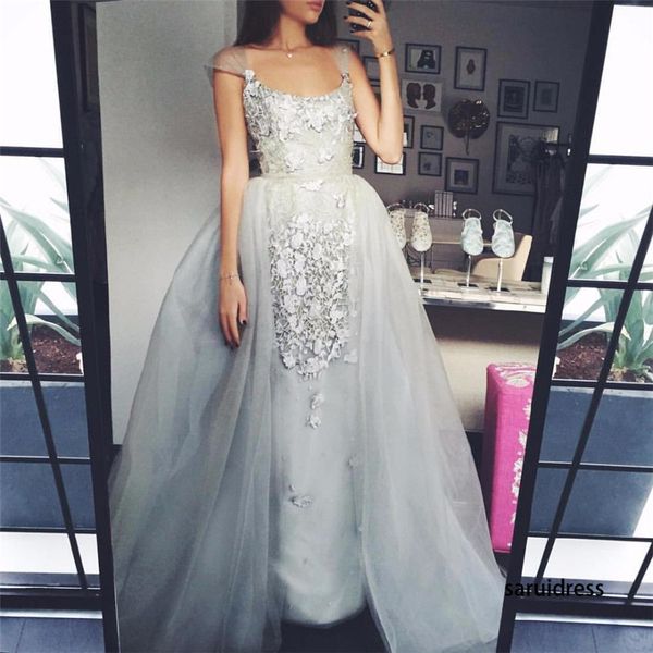 scoop neck sleeveless lace appliques zipper back evening dresses charming party gowns grey long prom dresses with tulle overskirt, Black
scoop neck sleeveless lace appliques zipper back evening dresses charming party gowns grey long prom dresses with tulle overskirt, Black