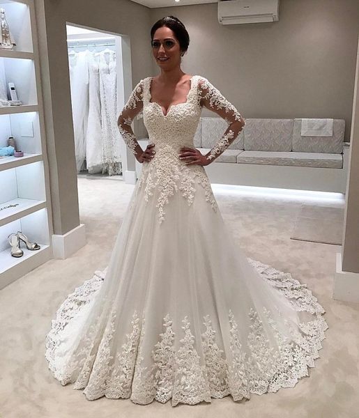 2018 plus size vintage lace ball gown wedding dresses bridal gowns lace long sleeve wedding dress, White
2018 plus size vintage lace ball gown wedding dresses bridal gowns lace long sleeve wedding dress, White