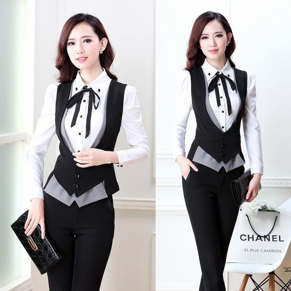 new 2018 summer autumn fashion pantsuits women suits with pant and sets slim formal ladies waistcoat office uniform styles, White;black
new 2018 summer autumn fashion pantsuits women suits with pant and sets slim formal ladies waistcoat office uniform styles, White;black