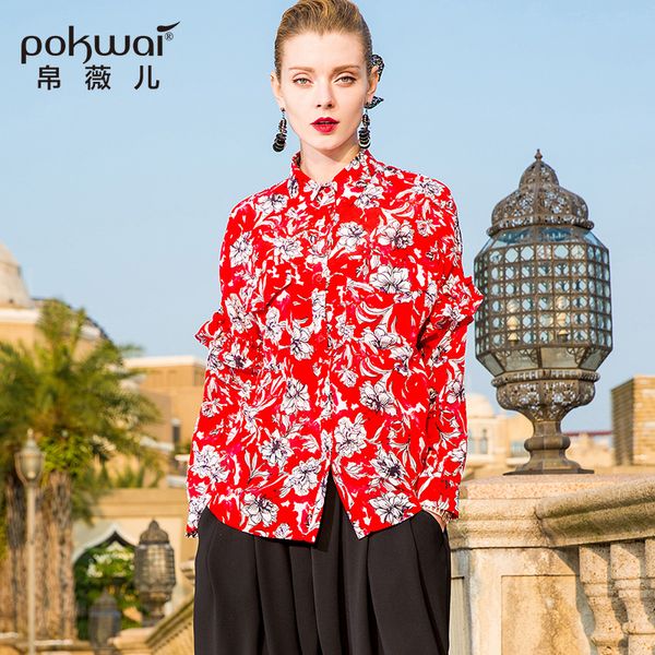 pokwai casual floral silk blouse shirt women fashion 2018 spring new arrival long sleeve square collar pockets chiffon, White
pokwai casual floral silk blouse shirt women fashion 2018 spring new arrival long sleeve square collar pockets chiffon, White
