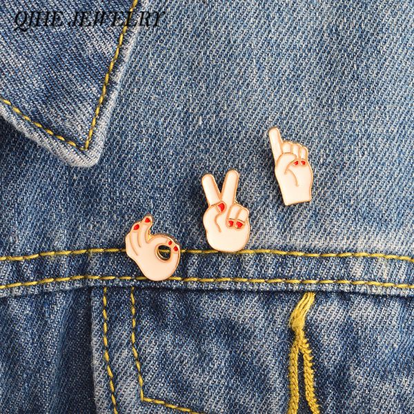victory ok finger gesture sign brooches pins and pin cartoon brooch cute kawaii lapel badges backpack hat jewelry, Gray 
victory ok finger gesture sign brooches pins and pin cartoon brooch cute kawaii lapel badges backpack hat jewelry, Gray