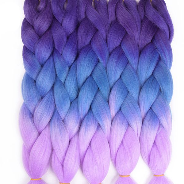 

tomo 24" 100g/pack 2 3 4-tone ombre kanekalon jumbo braids hair extensions synthetic crochet braiding hair bulk 1packs/lot, Black;brown