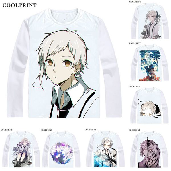 nakajima atsushi white tiger t shirt bungou stray dogs literary men t-shirt casual vintage tshirt printed long sleeve shirts, White;black 
nakajima atsushi white tiger t shirt bungou stray dogs literary men t-shirt casual vintage tshirt printed long sleeve shirts, White;black