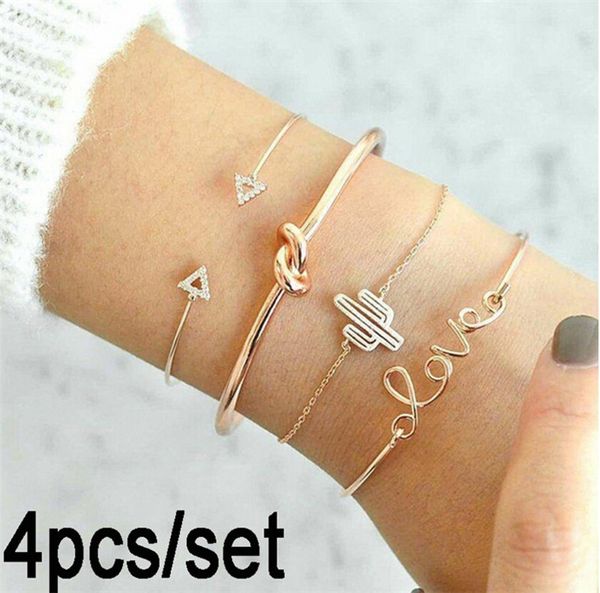 4pcs/set exquisite simple knot love gold opening bracelet set vintage leaf arrow bangle cuff bracelets causal women jewelry accessories gift, Black
4pcs/set exquisite simple knot love gold opening bracelet set vintage leaf arrow bangle cuff bracelets causal women jewelry accessories gift, Black
