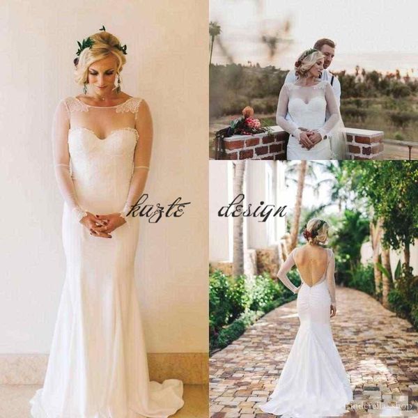 пляж boho ферма русалка свадебные платья 2018 с длинным рукавом развертки поезд спинки sheer шеи аппликация кружева страна свадебные платья, White
пляж boho ферма русалка свадебные платья 2018 с длинным рукавом развертки поезд спинки sheer шеи аппликация кружева страна свадебные платья, White