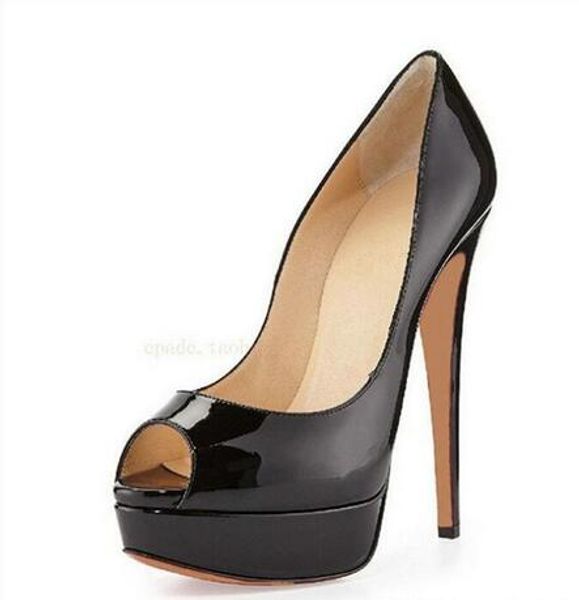 Каблук Женщины Обнаженная лакированная кожаная кожа Peep-toes Высокие каблуки 14cmDesiger
Каблук Женщины Обнаженная лакированная кожаная кожа Peep-toes Высокие каблуки 14cmDesiger