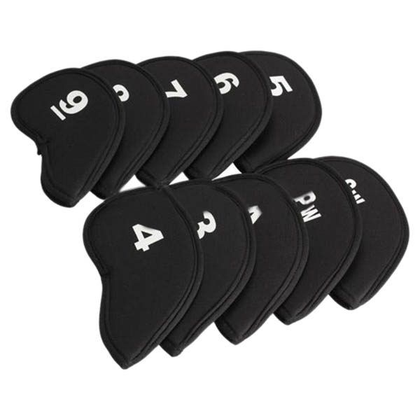 set of 10 golf iron head cover neoprene club wedge protective headcovers black
set of 10 golf iron head cover neoprene club wedge protective headcovers black
