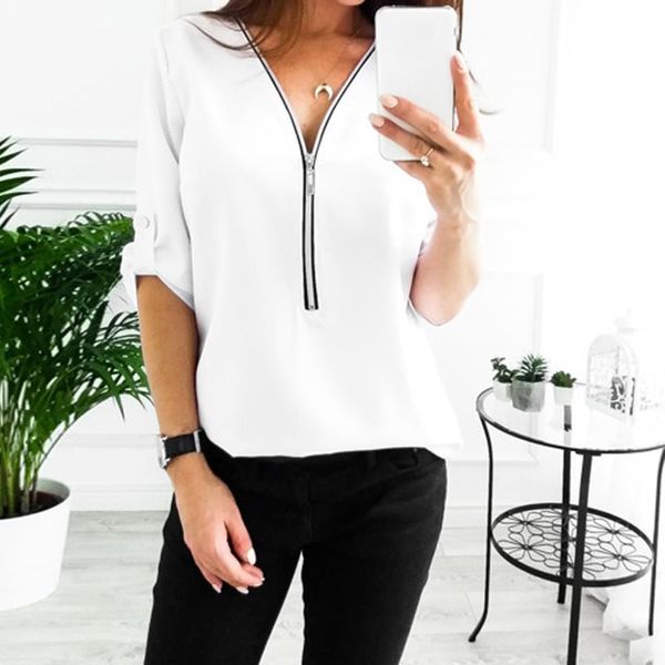 solid women t-shirts v neck zipper casual tee shirts female clothing new fashion tee v-neck, White
solid women t-shirts v neck zipper casual tee shirts female clothing new fashion tee v-neck, White