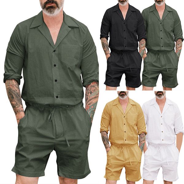 mens clothes men short sleeve v-neck button casual belt solid 2018 summer cargo pants siamese trousers, Gray
mens clothes men short sleeve v-neck button casual belt solid 2018 summer cargo pants siamese trousers, Gray