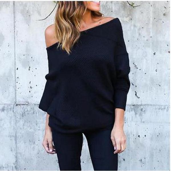 2018 autumn and winter new women t-shirts fashion strapless bat sleeve sweater women loose casual shirt, White
2018 autumn and winter new women t-shirts fashion strapless bat sleeve sweater women loose casual shirt, White