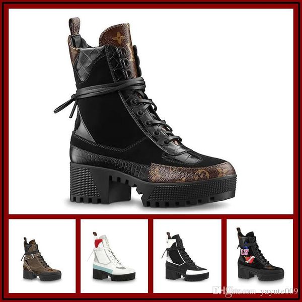 branded women print leather lace-up ankle boot designer lady high chunky print canvas boots, Black
branded women print leather lace-up ankle boot designer lady high chunky print canvas boots, Black