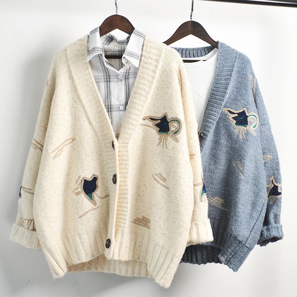 vintage embroidery preppy style single-breasted knitted cardigan wool sweater mori girl 2018 autumn winter, White;black
vintage embroidery preppy style single-breasted knitted cardigan wool sweater mori girl 2018 autumn winter, White;black