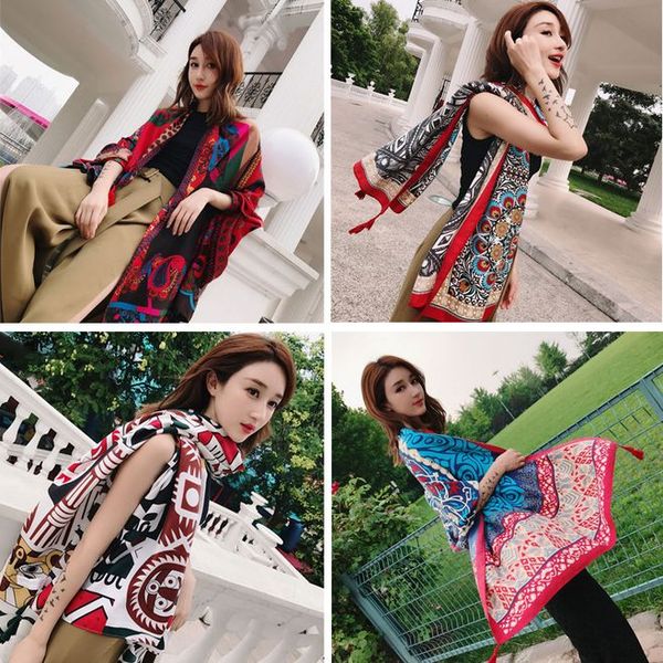 women's bohemian scarves 2018 autumn winter shawl retro cotton tassel holiday sunscreen oversize 180x90cm
women's bohemian scarves 2018 autumn winter shawl retro cotton tassel holiday sunscreen oversize 180x90cm