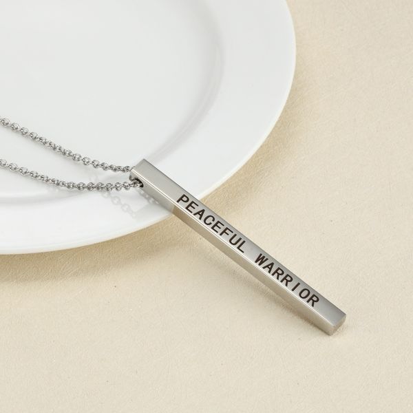 sell well inspirational lettering peaceful warrior stainless steel stereo stick necklace fashion jewelry clothing accessories, Silver
sell well inspirational lettering peaceful warrior stainless steel stereo stick necklace fashion jewelry clothing accessories, Silver