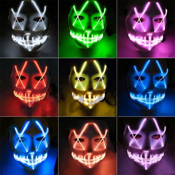 

2020 led halloween ghost masks the purge movie wire glowing mask masquerade full face masks halloween mask costumes party mask gift i305