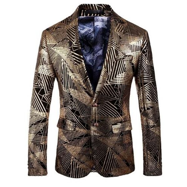 2018 luxury gold stripes print blazer masculino slim fit men blazer hombre plus size 5xl stage cloth for dj singer, White;black
2018 luxury gold stripes print blazer masculino slim fit men blazer hombre plus size 5xl stage cloth for dj singer, White;black