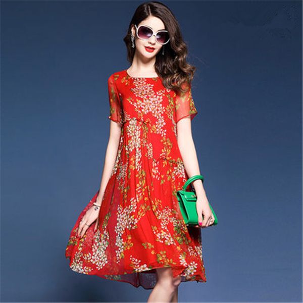 elegant floral print summer dresses short sleeve o-neck silk dress women pleated red blue vestidos mujer plus size, White;black
elegant floral print summer dresses short sleeve o-neck silk dress women pleated red blue vestidos mujer plus size, White;black