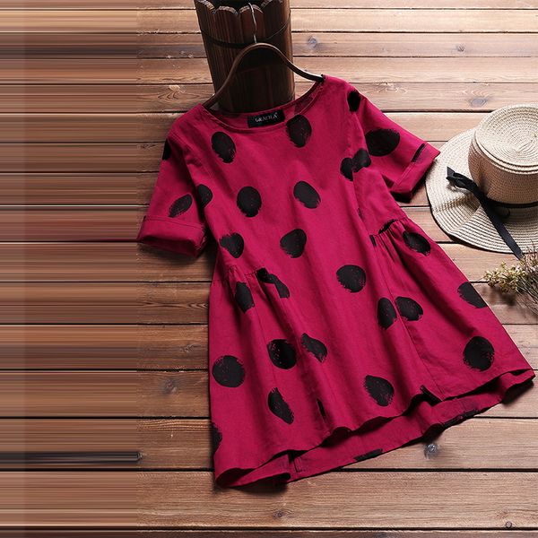 2018 summer vintage women o neck short sleeve cotton linen shirt casual loose party blusas polka dot print ruffles blouse, White
2018 summer vintage women o neck short sleeve cotton linen shirt casual loose party blusas polka dot print ruffles blouse, White
