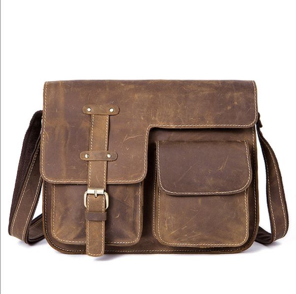 

men's genuine leather retro crazy horse cross satchels shoulder messenger bags crossbody bag