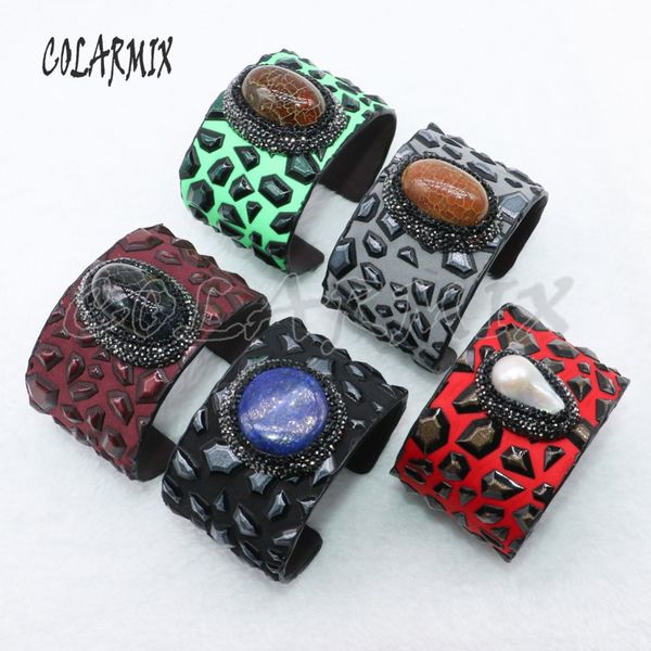 3pcs mix color pu leather bangle with natural stone big cuff bangle jewelry wholesale jewelry 4713, Black
3pcs mix color pu leather bangle with natural stone big cuff bangle jewelry wholesale jewelry 4713, Black