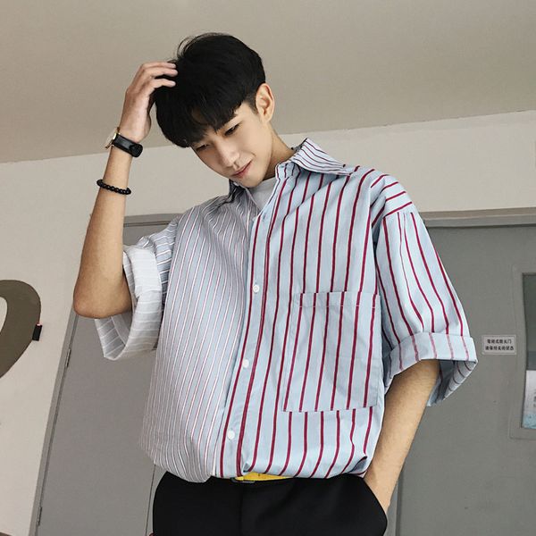 2018 summer new cotton and polyester solid color simple personality stylish short-sleeved shirt youth street strange things, White;black
2018 summer new cotton and polyester solid color simple personality stylish short-sleeved shirt youth street strange things, White;black