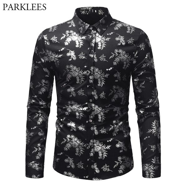 mens hipster silver jacquard floral printed dress shirts 2018 classic black slim fit long sleeve shirt men casual clothes, White;black
mens hipster silver jacquard floral printed dress shirts 2018 classic black slim fit long sleeve shirt men casual clothes, White;black