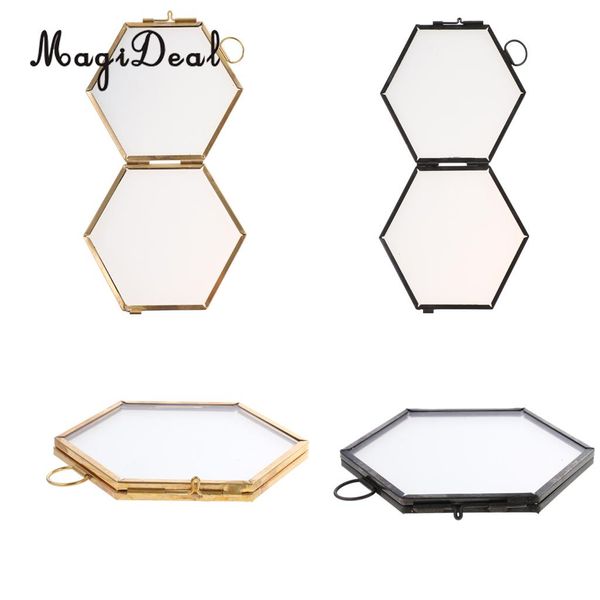 2pcs vintage hexagon metal & glass picture p frame hanging frame black+copper 
2pcs vintage hexagon metal & glass picture p frame hanging frame black+copper
