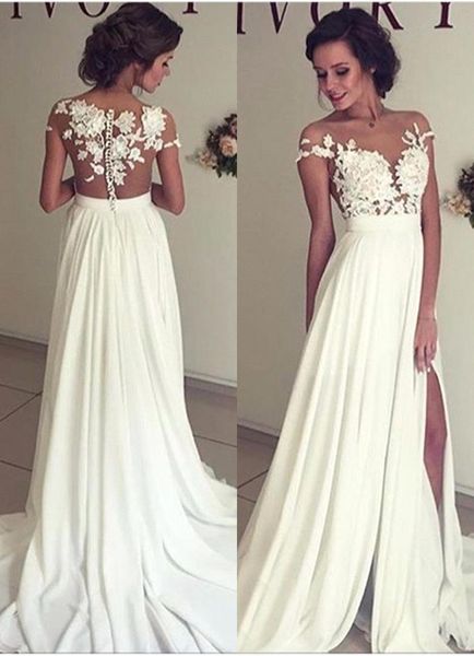дешевые пляж sexy bohemian свадебные платья sheer шеи шифон high side split boho свадебные платья суд поезд свадебное платье на заказ, White
дешевые пляж sexy bohemian свадебные платья sheer шеи шифон high side split boho свадебные платья суд поезд свадебное платье на заказ, White