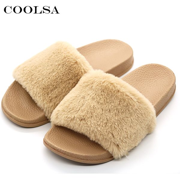coolsa new women's furry slippers faux fur slides pvc flat fluffy plush fashion home slipper for women flock flip flops, Black
coolsa new women's furry slippers faux fur slides pvc flat fluffy plush fashion home slipper for women flock flip flops, Black