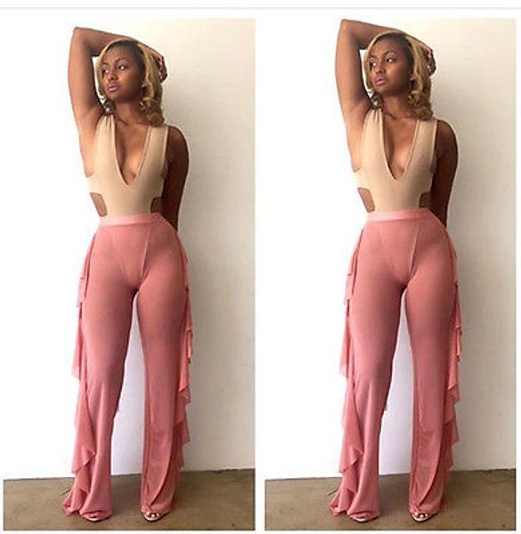 women beach mesh sheer bikini cover up full length high waist beach bathing suit pant trousers, Black;white
women beach mesh sheer bikini cover up full length high waist beach bathing suit pant trousers, Black;white