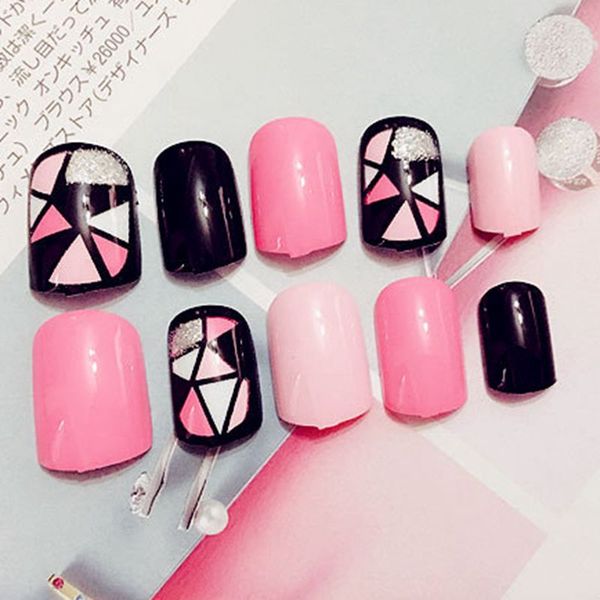 24pcs shiny black pink flat fake nail tips short acrylic false nail mixed broken glass diy art accessories, Red;gold
24pcs shiny black pink flat fake nail tips short acrylic false nail mixed broken glass diy art accessories, Red;gold