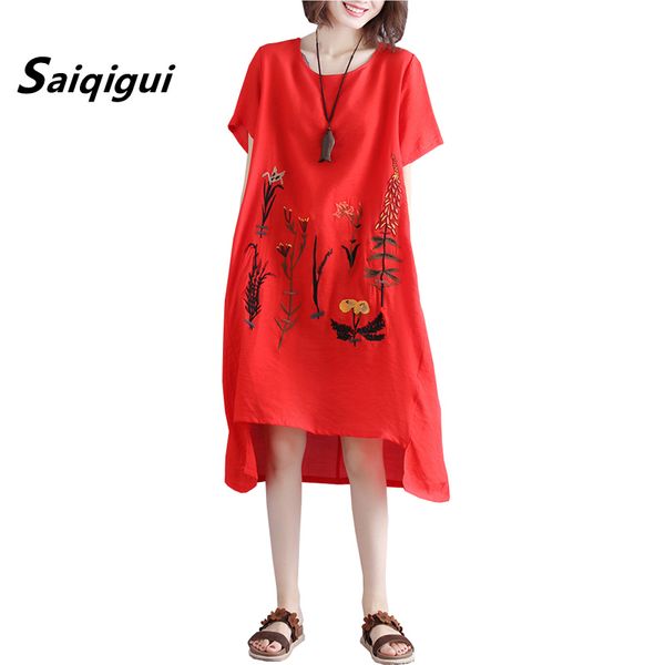 saiqigui 2018 fashion o-neck summer dress women dress casual loose embroidery cotton linen vestidos de festa, Black;gray
saiqigui 2018 fashion o-neck summer dress women dress casual loose embroidery cotton linen vestidos de festa, Black;gray