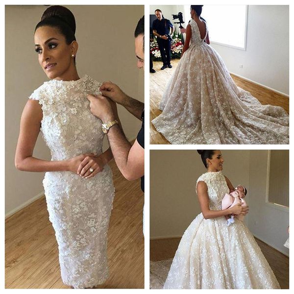 2021 vintage slim lace sheath wedding dresses with detachable train bridal gowns backless custom online beaded pearls vestidos de novia, White
2021 vintage slim lace sheath wedding dresses with detachable train bridal gowns backless custom online beaded pearls vestidos de novia, White