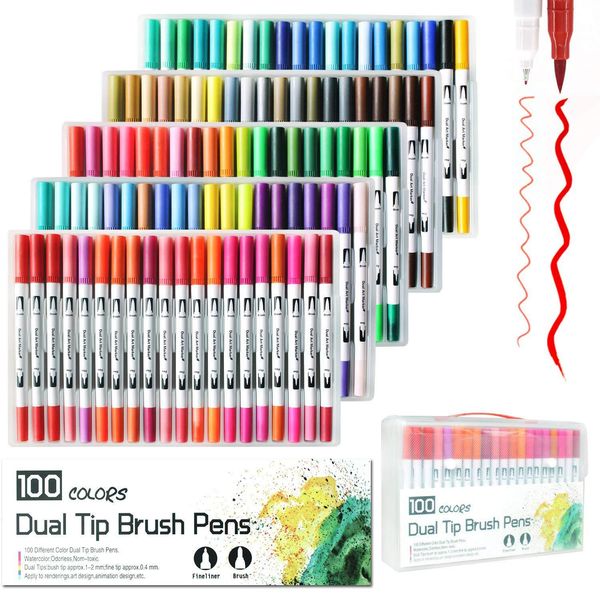 100 Colors Dual Tips Fine Brush Fineliner Marker Ink Watercolor Paintbrush Sketch Artist Pen For Manga Drawing School Supplies
100 Colors Dual Tips Fine Brush Fineliner Marker Ink Watercolor Paintbrush Sketch Artist Pen For Manga Drawing School Supplies