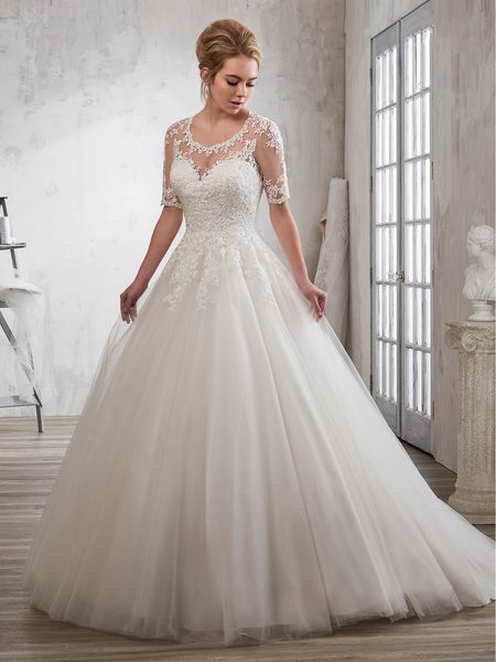 ivory scoop short sleeves tulle applique wedding dresses bridal pageant dresses wedding attire dresses custom size 2-16 kf915119, White
ivory scoop short sleeves tulle applique wedding dresses bridal pageant dresses wedding attire dresses custom size 2-16 kf915119, White