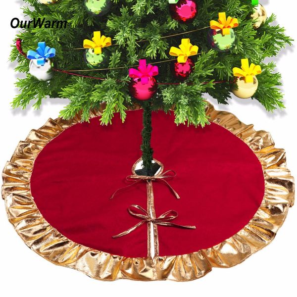 ourwarm 1pc 90cm red christmas tree skirt with golden ruffle edge new year decorations xmas decoration
ourwarm 1pc 90cm red christmas tree skirt with golden ruffle edge new year decorations xmas decoration