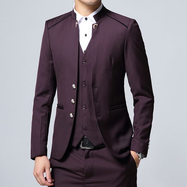 burgundy 2018 men suits stand collor wedding groom tuxedos three-button business suit 3 pieces jacket pants groomsmen blazers prom wear, Black;gray
burgundy 2018 men suits stand collor wedding groom tuxedos three-button business suit 3 pieces jacket pants groomsmen blazers prom wear, Black;gray