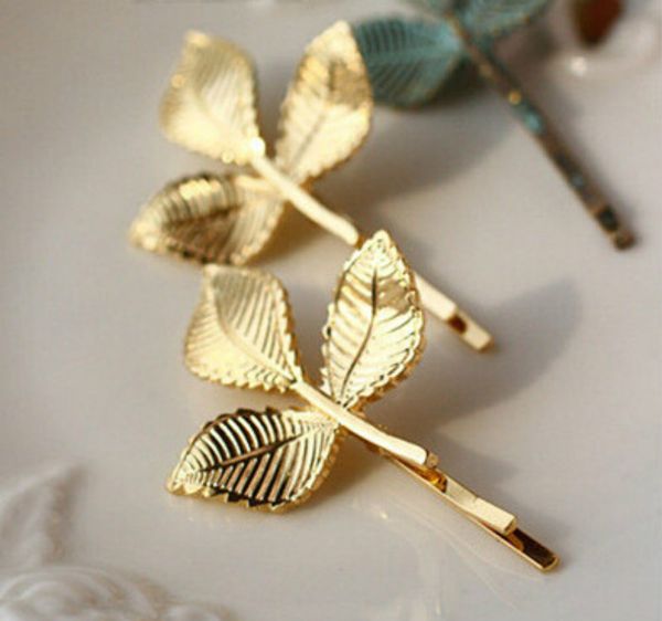 2018 new jewelry hair accessories three-dimensional leaves retro gold small hairpin gift wholesale, Golden;white
2018 new jewelry hair accessories three-dimensional leaves retro gold small hairpin gift wholesale, Golden;white